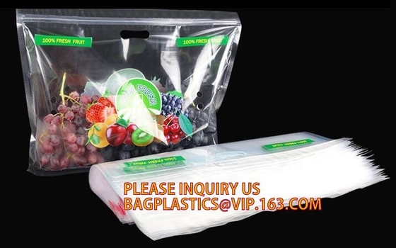 Fruit Packing Bags For Grapes Banana Vegetables Stand Up Plastic Food Bags, Stand Up Zipper Bag