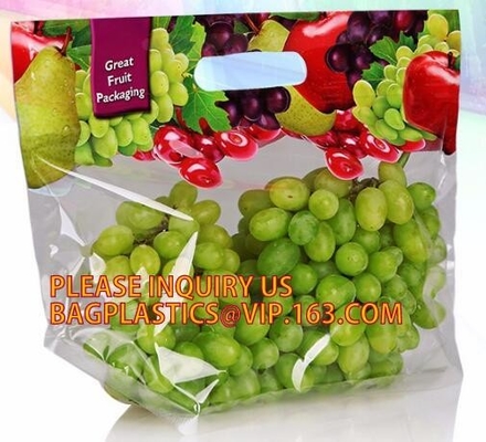 Fruit Packing Bags For Grapes Banana Vegetables Stand Up Plastic Food Bags, Stand Up Zipper Bag