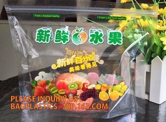 Fruit Packing Bags For Grapes Banana Vegetables Stand Up Plastic Food Bags, Stand Up Zipper Bag