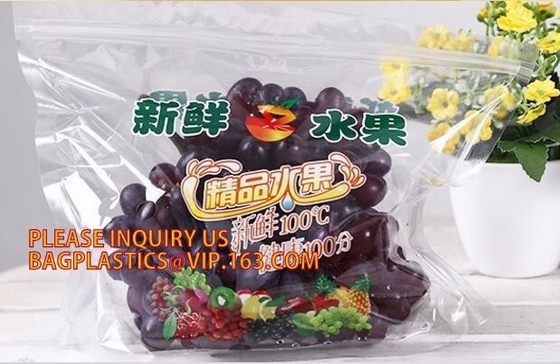 Fruit Packing Bags For Grapes Banana Vegetables Stand Up Plastic Food Bags, Stand Up Zipper Bag