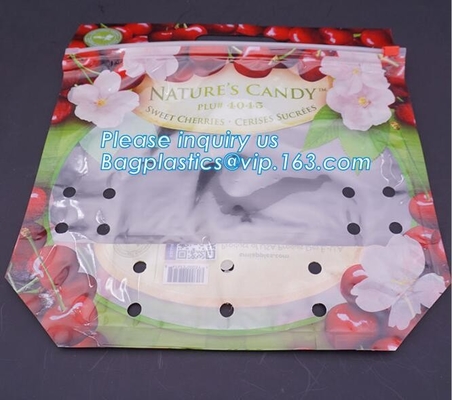 Fruit Packing Bags For Grapes Banana Vegetables Stand Up Plastic Food Bags, Stand Up Zipper Bag