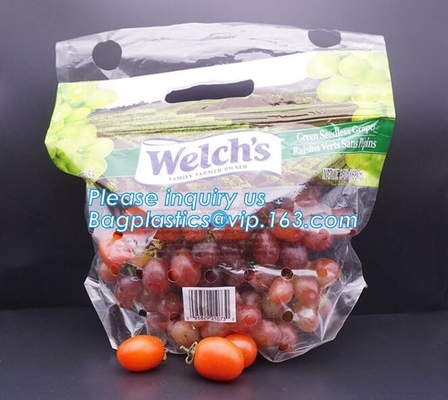 Fruit Packing Bags For Grapes Banana Vegetables Stand Up Plastic Food Bags, Stand Up Zipper Bag