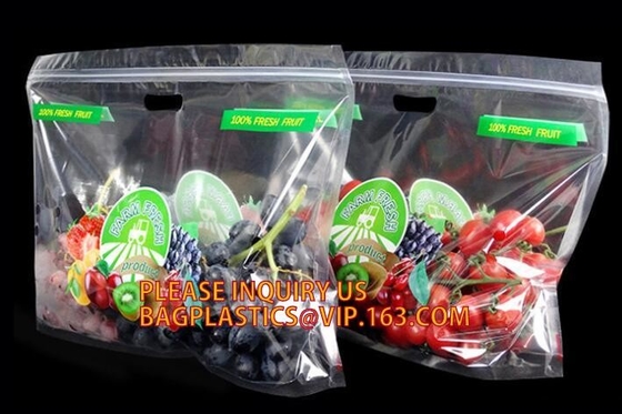 Fruit Packing Bags For Grapes Banana Vegetables Stand Up Plastic Food Bags, Stand Up Zipper Bag