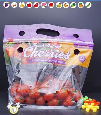 Fruit Packing Bags For Grapes Banana Vegetables Stand Up Plastic Food Bags, Stand Up Zipper Bag