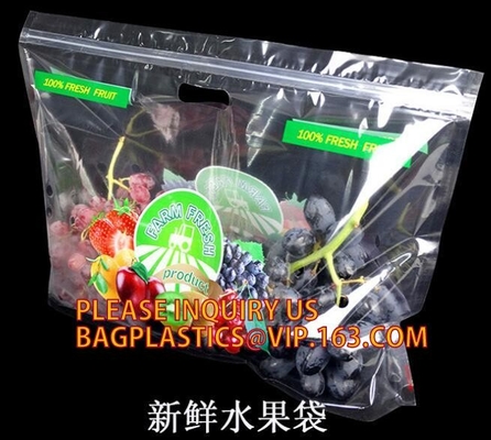 Fruit Packing Bags For Grapes Banana Vegetables Stand Up Plastic Food Bags, Stand Up Zipper Bag