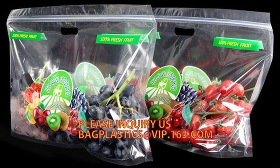 Fruit Packing Bags For Grapes Banana Vegetables Stand Up Plastic Food Bags, Stand Up Zipper Bag