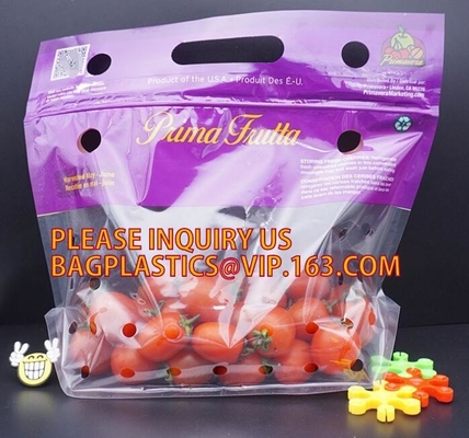 Fruit Packing Bags For Grapes Banana Vegetables Stand Up Plastic Food Bags, Stand Up Zipper Bag