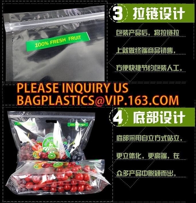 Fruit Packing Bags For Grapes Banana Vegetables Stand Up Plastic Food Bags, Stand Up Zipper Bag