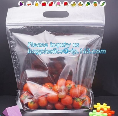 Vented Grape Pouch Bags, Vented Perforated Pepper Zipper Bags, Vented Apple Slider Bags, Air Hole Oranges Bags