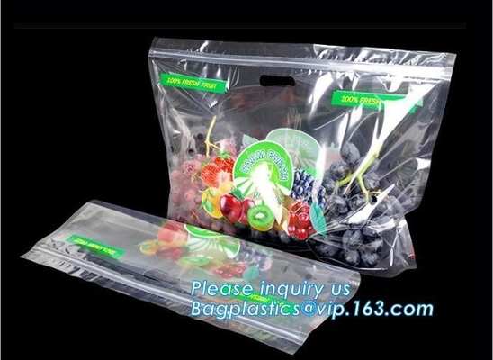 Vented Grape Pouch Bags, Vented Perforated Pepper Zipper Bags, Vented Apple Slider Bags, Air Hole Oranges Bags