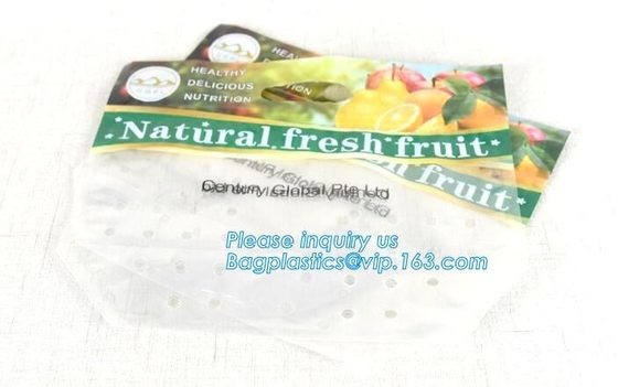 Vented Grape Pouch Bags, Vented Perforated Pepper Zipper Bags, Vented Apple Slider Bags, Air Hole Oranges Bags