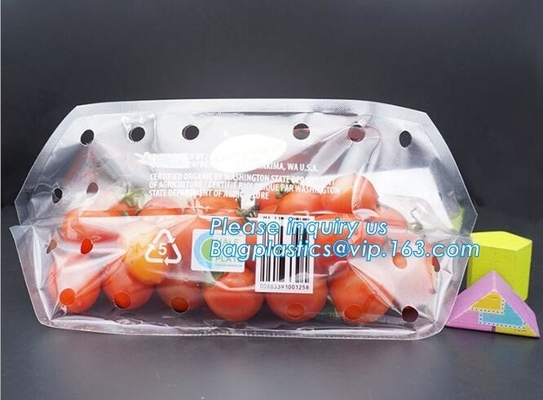 Vented Grape Pouch Bags, Vented Perforated Pepper Zipper Bags, Vented Apple Slider Bags, Air Hole Oranges Bags