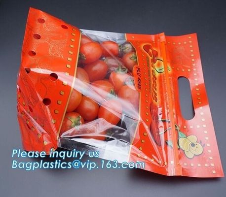 Vented Grape Pouch Bags, Vented Perforated Pepper Zipper Bags, Vented Apple Slider Bags, Air Hole Oranges Bags