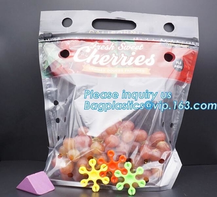 Vented Grape Pouch Bags, Vented Perforated Pepper Zipper Bags, Vented Apple Slider Bags, Air Hole Oranges Bags