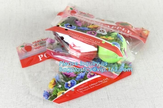 Vented Grape Pouch Bags, Vented Perforated Pepper Zipper Bags, Vented Apple Slider Bags, Air Hole Oranges Bags