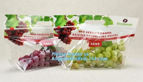 Vented Grape Pouch Bags, Vented Perforated Pepper Zipper Bags, Vented Apple Slider Bags, Air Hole Oranges Bags