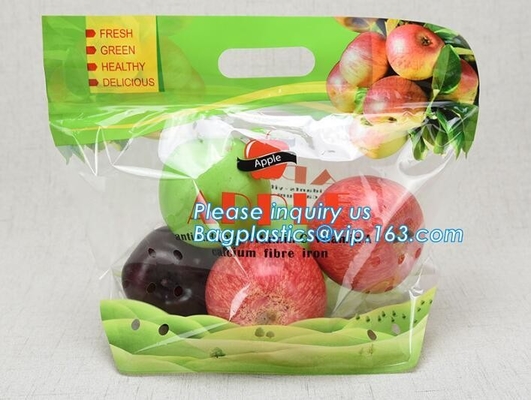 Vented Grape Pouch Bags, Vented Perforated Pepper Zipper Bags, Vented Apple Slider Bags, Air Hole Oranges Bags