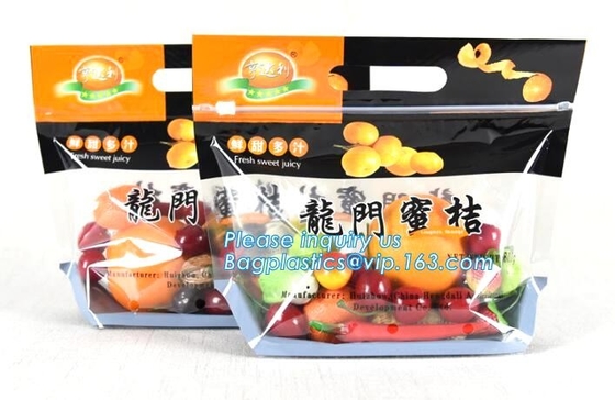 Vented Grape Pouch Bags, Vented Perforated Pepper Zipper Bags, Vented Apple Slider Bags, Air Hole Oranges Bags