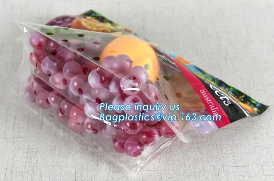 Vented Grape Pouch Bags, Vented Perforated Pepper Zipper Bags, Vented Apple Slider Bags, Air Hole Oranges Bags