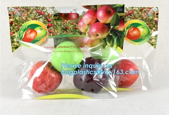 Vented Grape Pouch Bags, Vented Perforated Pepper Zipper Bags, Vented Apple Slider Bags, Air Hole Oranges Bags