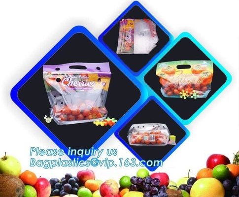 Vented Grape Pouch Bags, Vented Perforated Pepper Zipper Bags, Vented Apple Slider Bags, Air Hole Oranges Bags