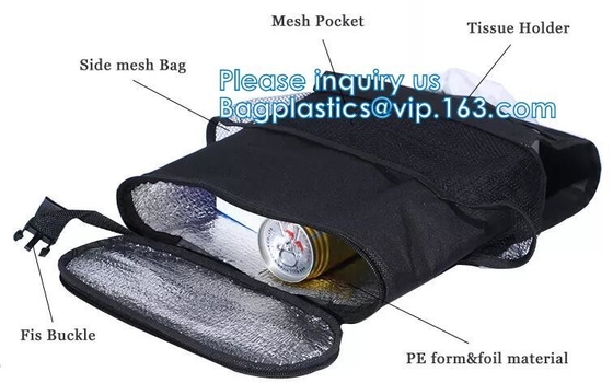 Car Trash Bags Car Backseat Organizer Bag Cooler, Car Garbage Can, Storage Pockets, Collapsible Portable bin