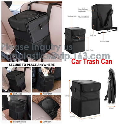 Car Trash Bags Car Backseat Organizer Bag Cooler, Car Garbage Can, Storage Pockets, Collapsible Portable bin