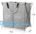 Laundry Bag, Foldable Laundry Sorter Basket, Multi Compartments, Bedroom Clothes Storage, Washing Basket