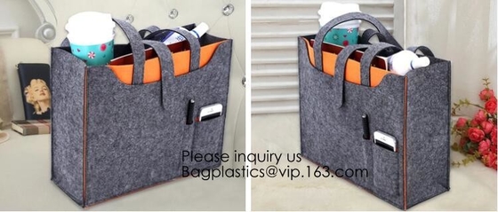 Grocery Bags Reusable Eco Shopping Bags Large Made By Felt Fabric Produce Bags Stylish Travel Tote Bag Gray