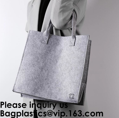 Grocery Bags Reusable Eco Shopping Bags Large Made By Felt Fabric Produce Bags Stylish Travel Tote Bag Gray