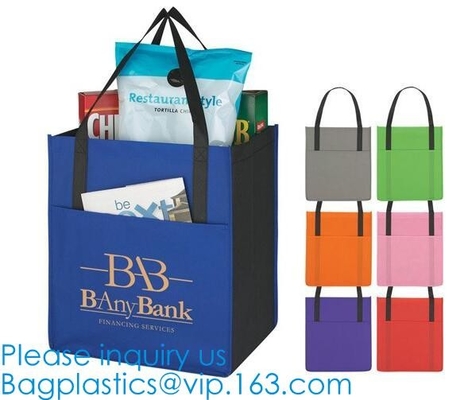 Nonwoven fabric Grocery Tote, Reinforced Handle Heavy Duty Large Shopping, Kitchen Reusable box bags