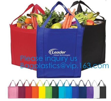 Nonwoven fabric Grocery Tote, Reinforced Handle Heavy Duty Large Shopping, Kitchen Reusable box bags