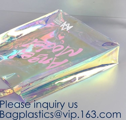 Travel Shopping Shoulder Bags, TPU, PVC, EVA, Soft Handle Women Transparent Beach Bags, Drawstring Bags