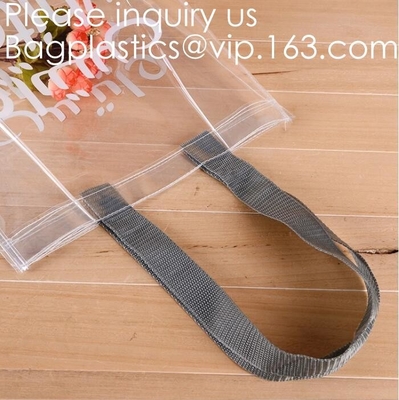 Travel Shopping Shoulder Bags, TPU, PVC, EVA, Soft Handle Women Transparent Beach Bags, Drawstring Bags