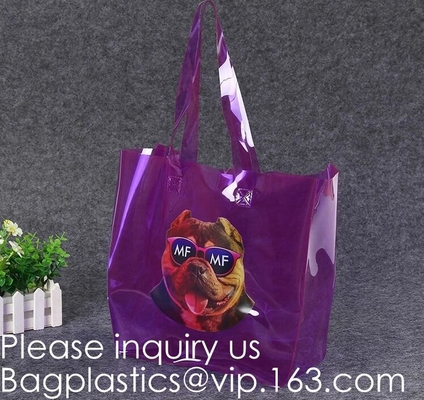 Travel Shopping Shoulder Bags, TPU, PVC, EVA, Soft Handle Women Transparent Beach Bags, Drawstring Bags