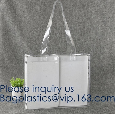 Travel Shopping Shoulder Bags, TPU, PVC, EVA, Soft Handle Women Transparent Beach Bags, Drawstring Bags