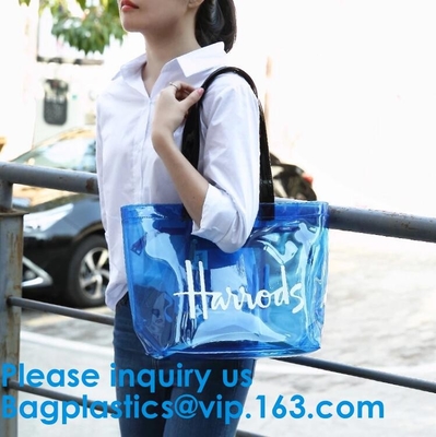 PVC, Nylon, slider closure Stadium Bag, Clear tote Bag, Beach Bag Handbag, Travel & Gym Zippered Tote Bags