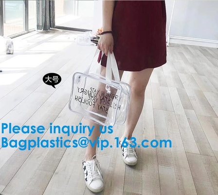 PVC, Nylon, slider closure Stadium Bag, Clear tote Bag, Beach Bag Handbag, Travel & Gym Zippered Tote Bags