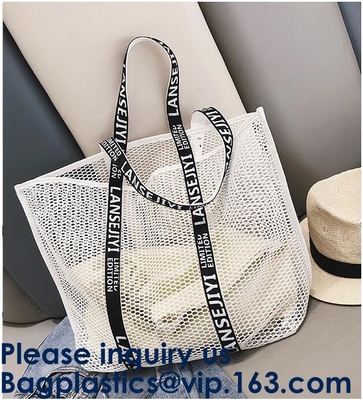 Mesh Beach Bags Totes, Extra Large Pockets, Oversized Big Duffle Bag, net bags, Grocery Produce Pockets