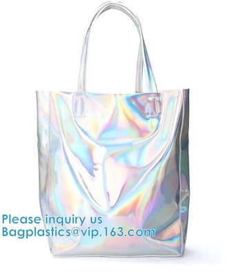 Reflective laser PU leather bag, Iridescent Tote, Fashion Holographic Handbag, Privacy Bag, Stadium Work Bag