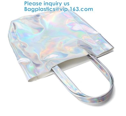 Reflective laser PU leather bag, Iridescent Tote, Fashion Holographic Handbag, Privacy Bag, Stadium Work Bag