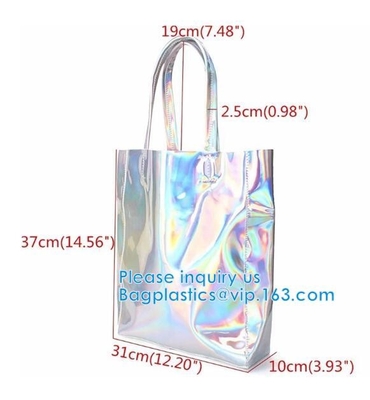 Reflective laser PU leather bag, Iridescent Tote, Fashion Holographic Handbag, Privacy Bag, Stadium Work Bag