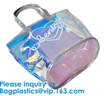 Reflective laser PU leather bag, Iridescent Tote, Fashion Holographic Handbag, Privacy Bag, Stadium Work Bag