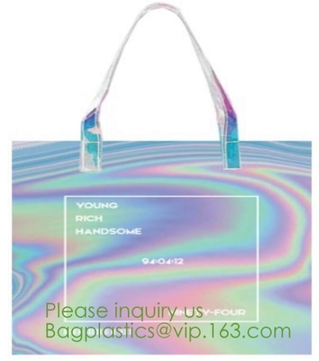 Reflective laser PU leather bag, Iridescent Tote, Fashion Holographic Handbag, Privacy Bag, Stadium Work Bag