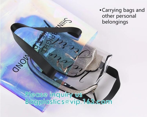 Reflective laser PU leather bag, Iridescent Tote, Fashion Holographic Handbag, Privacy Bag, Stadium Work Bag