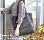 Washable TYVEK Kraft Paper Shopping Bag Shoulder Handbag DuPont Paper Tote Bag With Cotton Linen Lining
