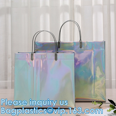 Holographic Rainbow Handbag Reusable Bags, Gym Sports Security Travel Beach Lunch Box Restaurant Takeouts