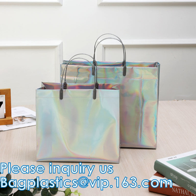 Holographic Rainbow Handbag Reusable Bags, Gym Sports Security Travel Beach Lunch Box Restaurant Takeouts