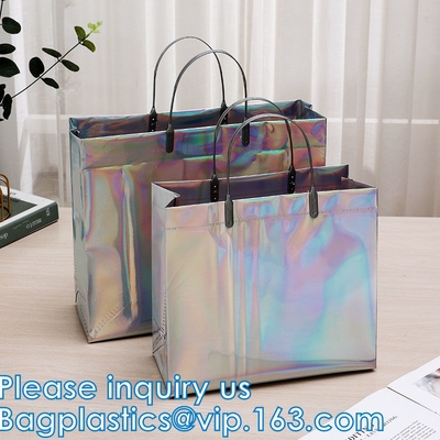 Holographic Rainbow Handbag Reusable Bags, Gym Sports Security Travel Beach Lunch Box Restaurant Takeouts