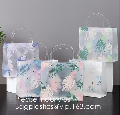 Loop Handles, Shopping Bags With Gusset Cardboard Bottom, Frosted Merchandise Retail Bags, Gifts, Boutiques